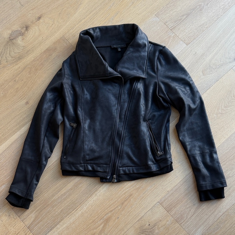 Dance & Marvel Moto Black Sweater Faux Leather Jacket